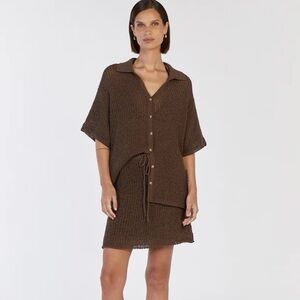 NWT Dissh MARGOT CHOC KNIT CROCHET MINI SKIRT